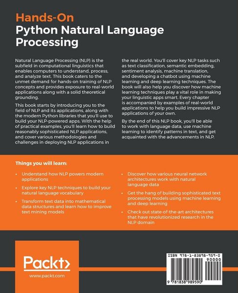 Produktbild: Hands-On Python Natural Language Processing