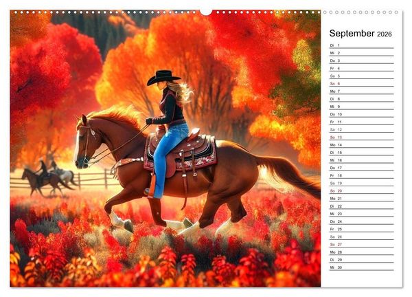 Produktbild: Westernreiten - Jahreszeiten im Sattel (hochwertiger Premium Wandkalender 2026 DIN A2 quer), Kunstdruck in Hochglanz