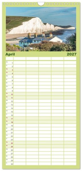 Produktbild: Familienplaner 2027 - Seven Sisters - Gro&szlig;britanniens h&ouml;chste Kreidefelsen mit 5 Spalten (Wandkalender, 21 x 45 cm) CALVENDO