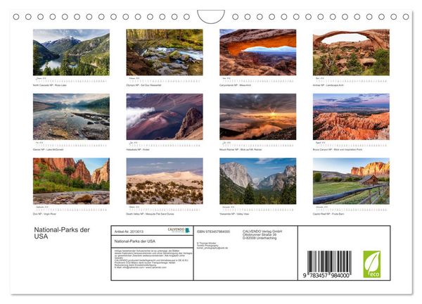 Produktbild: National-Parks der USA (Wandkalender 2026 DIN A4 quer), CALVENDO Monatskalender