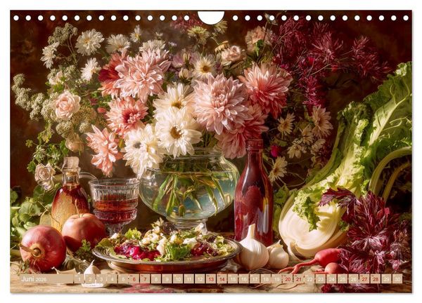 Produktbild: Bloom und Bite. KI mixt Blumen, Obst und Gem&uuml;se (Wandkalender 2026 DIN A4 quer), CALVENDO Monatskalender
