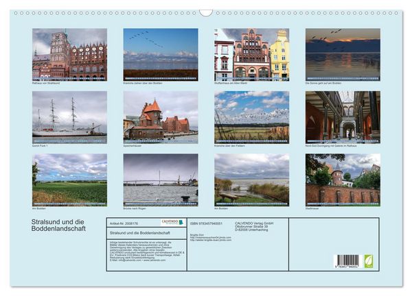 Produktbild: Stralsund und die Boddenlandschaft (Wandkalender 2026 DIN A2 quer), CALVENDO Monatskalender