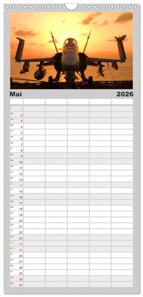 Produktbild: Familienplaner 2026 - Kampfjets &bull; U.S. Aircraft mit 5 Spalten (Wandkalender, 21 x 45 cm) CALVENDO