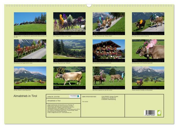 Produktbild: Almabtrieb in Tirol (Wandkalender 2026 DIN A2 quer), CALVENDO Monatskalender