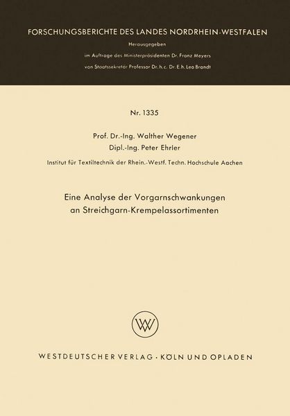 Produktbild: Eine Analyse der Vorgarnschwankungen an Streichgarn-Krempelassortimenten
