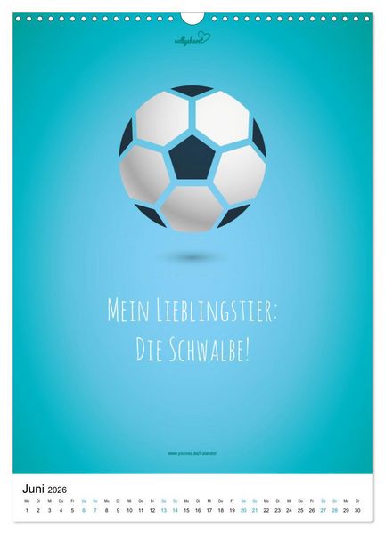 Produktbild: vollgeherzt: Der lustige Zitate-Wandkalender f&uuml;r Fu&szlig;ballfans und Sportbegeisterte! (Wandkalender 2026 DIN A3 hoch), CALVENDO Monatskalender