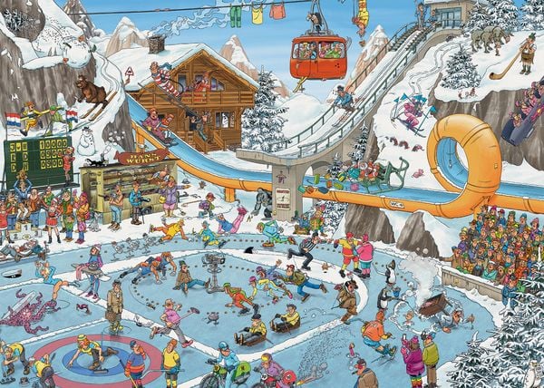 Produktbild: Jumbo 1110100601 - Jan van Haasteren, Winterspiele, Comic-Puzzle, 1000 Teile