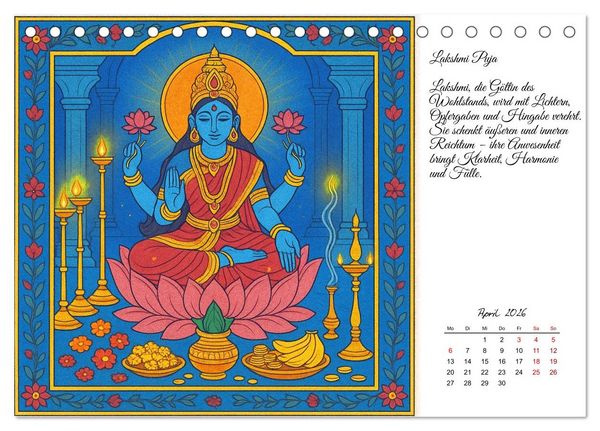 Produktbild: G&ouml;tterwelten des Hinduismus (Tischkalender 2026 DIN A5 quer), CALVENDO Monatskalender