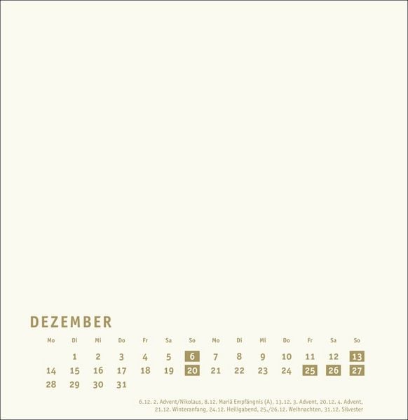 Produktbild: Premium-Bastelkalender gold groß 2026