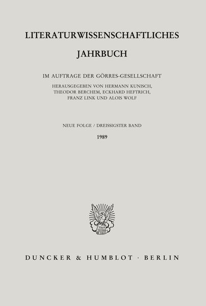 Produktbild: Literaturwissenschaftliches Jahrbuch.. Band 30/1989