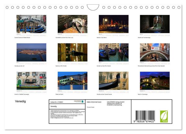 Produktbild: Venedig (Wandkalender 2026 DIN A4 quer), CALVENDO Monatskalender
