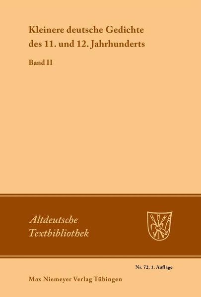 Produktbild: Kleinere deutsche Gedichte des 11. und 12. Jahrhunderts