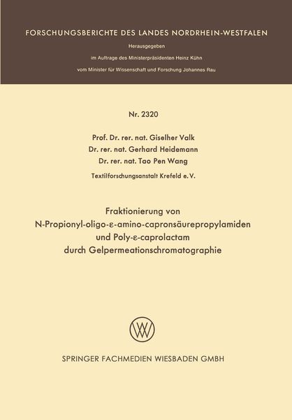 Produktbild: Fraktionierung von N-Propionyl-oligo-&epsilon;-aminocaprons&auml;urepropylamiden und Poly-&epsilon;-caprolactam durch Gelpermeationschromatographie