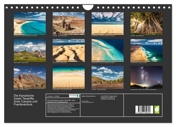 Produktbild: Die Kanarische Inseln Teneriffa, Gran Canaria und Fuerteventura (Wandkalender 2026 DIN A4 quer), CALVENDO Monatskalender