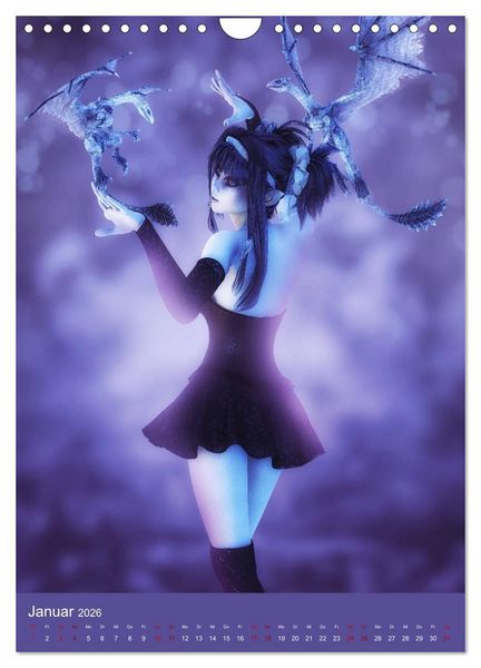Produktbild: M&auml;dchen im Manga Style (Gothic Art) (Wandkalender 2026 DIN A4 hoch), CALVENDO Monatskalender