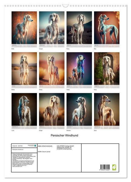 Produktbild: Persischer Windhund (Wandkalender 2026 DIN A2 hoch), CALVENDO Monatskalender