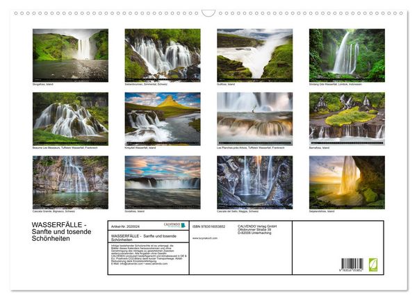 Produktbild: WASSERF&Auml;LLE - Sanfte und tosende Sch&ouml;nheiten (Wandkalender 2026 DIN A2 quer), CALVENDO Monatskalender