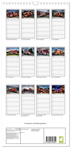 Produktbild: Familienplaner 2027 - Feuerwehr und Rettungsdienst mit 5 Spalten (Wandkalender, 21 x 45 cm) CALVENDO