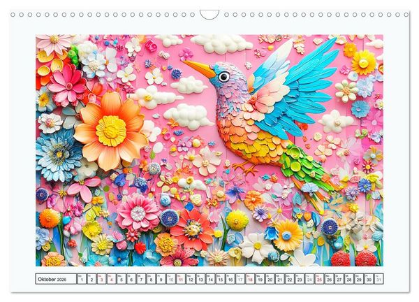 Produktbild: Luftige Collagen. Zauberhafte Tiere in fr&ouml;hlichen Farben (Wandkalender 2026 DIN A3 quer), CALVENDO Monatskalender