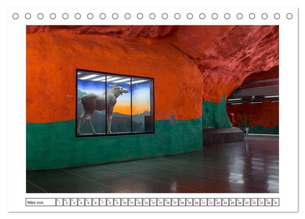 Produktbild: Stockholms Metrostationen - Bunte Meisterwerke im Untergrund (Tischkalender 2026 DIN A5 quer), CALVENDO Monatskalender