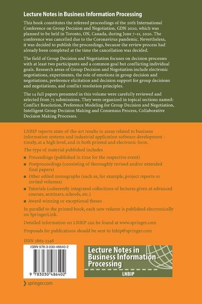 Produktbild: Group Decision and Negotiation: A Multidisciplinary Perspective