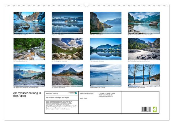 Produktbild: Am Wasser entlang in den Alpen (Wandkalender 2026 DIN A2 quer), CALVENDO Monatskalender