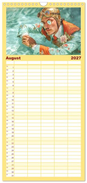 Produktbild: Familienplaner 2027 - Dandy und Retro Vintage - Portraits mit Humor mit 5 Spalten (Wandkalender, 21 x 45 cm) CALVENDO