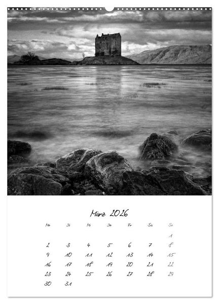 Produktbild: Schottland Monochrom (Wandkalender 2026 DIN A2 hoch), CALVENDO Monatskalender