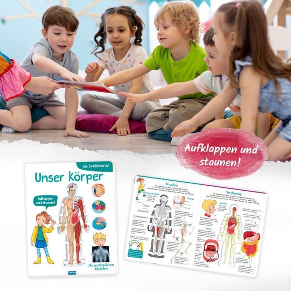 Produktbild: TR&Ouml;TSCH - Wissensbuch "Unser K&ouml;rper" | Kinderbuch mit Klappmodell f&uuml;r einen Einblick ins Innere des K&ouml;rpers. Mein K&ouml;rper Kinderbuch mit spannenden Fakten zum Lernen und Staunen | Ab 5 Jahren
