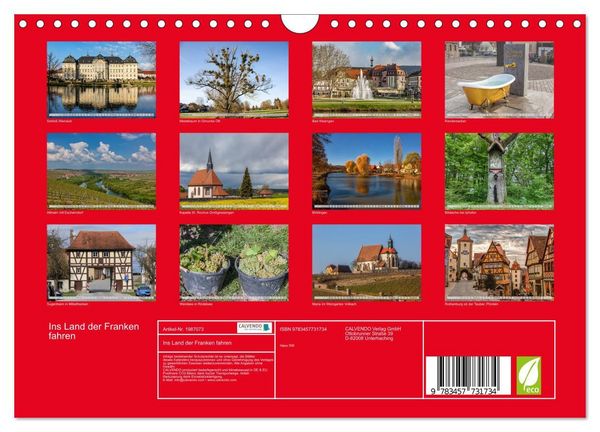 Produktbild: Ins Land der Franken fahren (Wandkalender 2026 DIN A4 quer), CALVENDO Monatskalender
