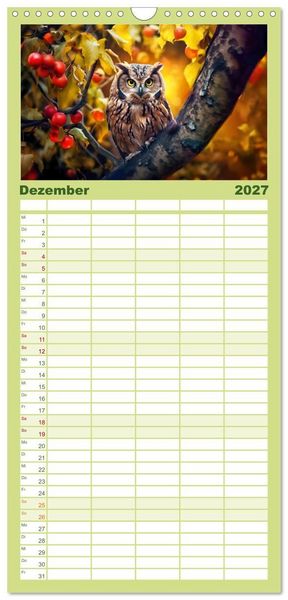 Produktbild: Familienplaner 2027 - Wilde Nachbarn - Tierisches Treiben im Gartenparadies! mit 5 Spalten (Wandkalender, 21 x 45 cm) CALVENDO