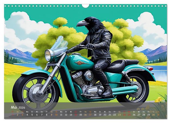 Produktbild: Tierische Motorradfahrer (Wandkalender 2026 DIN A3 quer), CALVENDO Monatskalender