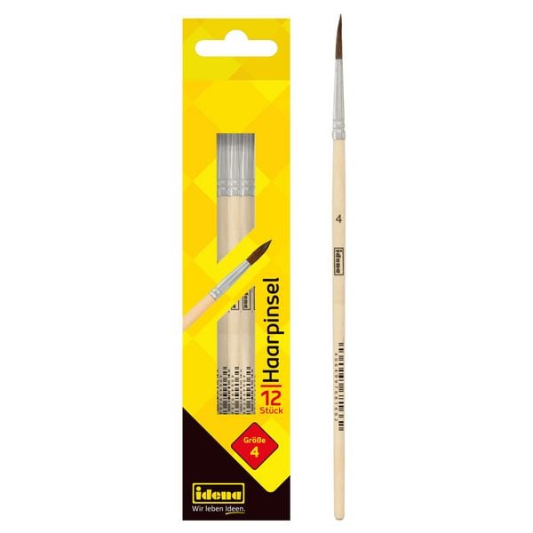 Produktbild: Idena Bundle Haarpinsel Gr&ouml;&szlig;e 4, 12er Pack