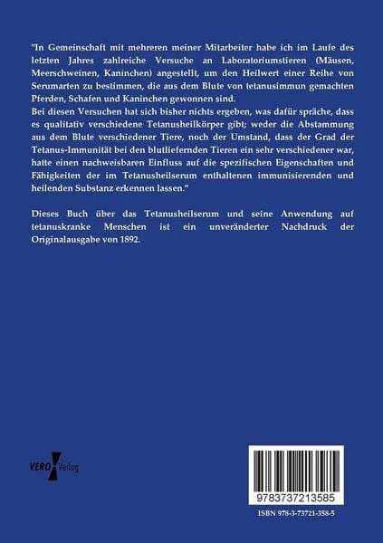 Produktbild: Das Tetanusheilserum und seine Anwendung auf tetanuskranke Menschen
