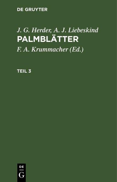 Produktbild: J. G. Herder; A. J. Liebeskind: Palmbl&auml;tter. Teil 3