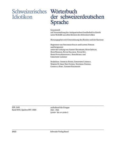 Schweizerisches Idiotikon, Band XVII, Heft 229, Geheftet von , Schwabe Verlagsgruppe AG Schwabe Verlag, 9783796546884