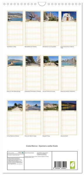 Produktbild: Familienplaner 2027 - Costa Blanca - Spaniens wei&szlig;e K&uuml;ste mit 5 Spalten (Wandkalender, 21 x 45 cm) CALVENDO