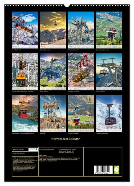 Produktbild: Nervenkitzel Seilbahn (hochwertiger Premium Wandkalender 2026 DIN A2 hoch), Kunstdruck in Hochglanz