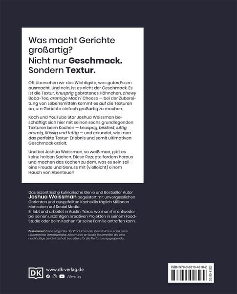 Produktbild: Joshua Weissman: Textur &uuml;ber Geschmack