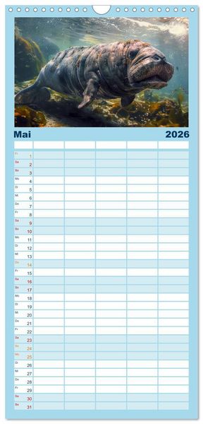 Produktbild: Familienplaner 2026 - Reise in die Urzeit mit 5 Spalten (Wandkalender, 21 x 45 cm) CALVENDO