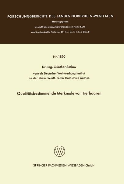Produktbild: Qualit&auml;tsbestimmende Merkmale von Tierhaaren