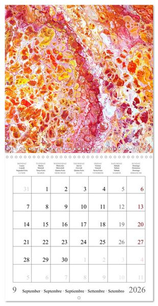 Produktbild: Explosion of colours - colourful Acrylic Pouring Paintings (Wall Calendar 2026 12 &times; 12 Inch) CALVENDO 12 Month Wall Calendar
