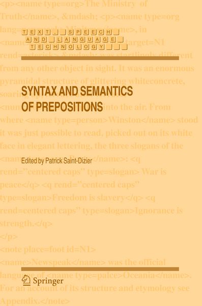 Produktbild: Syntax and Semantics of Prepositions
