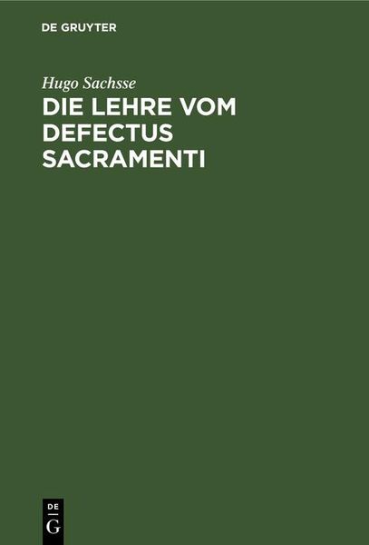 Produktbild: Die Lehre vom Defectus Sacramenti
