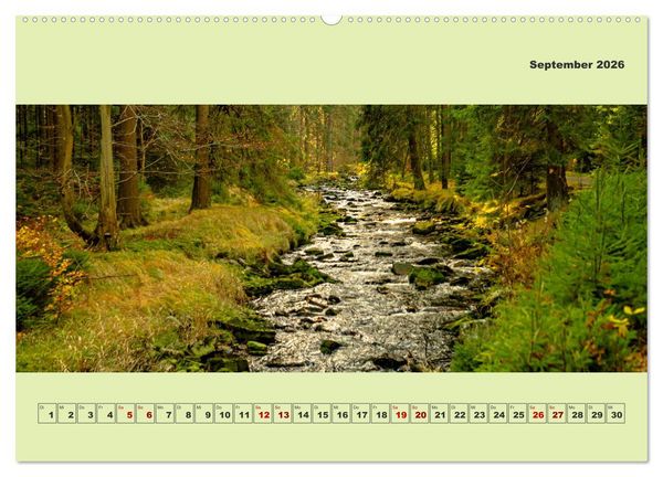 Produktbild: Die schwarze Pockau im Herbstgewand (hochwertiger Premium Wandkalender 2026 DIN A2 quer), Kunstdruck in Hochglanz