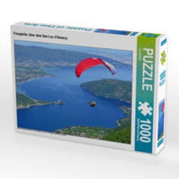 CALVENDO Puzzle Paragleiter über dem See Lac d'Annecy. | 1000 Teile Lege-Größe 64x48cm Foto-Puzzle für glückliche Stunden
