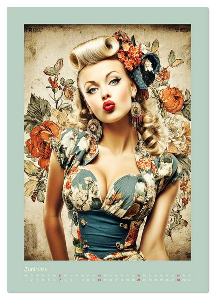 Produktbild: Flair der 50er Jahre. Girls im nostalgischen Pin-up-Stil (Wandkalender 2026 DIN A4 hoch), CALVENDO Monatskalender