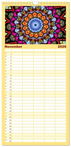 Produktbild: Familienplaner 2026 - Mandala Tr&auml;ume mit 5 Spalten (Wandkalender, 21 x 45 cm) CALVENDO