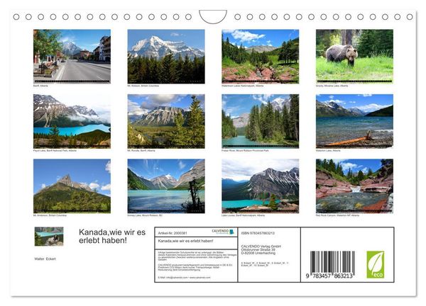 Produktbild: Kanada,wie wir es erlebt haben! (Wandkalender 2026 DIN A4 quer), CALVENDO Monatskalender
