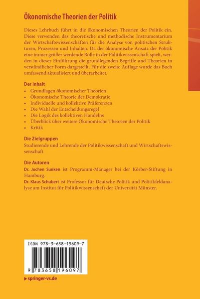 Produktbild: &Ouml;konomische Theorien der Politik